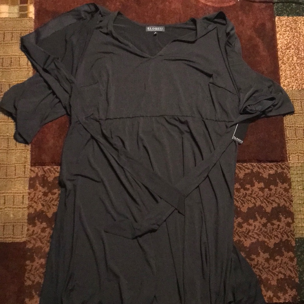Eloquii Black Midi Tie Front Dress - Plus Size